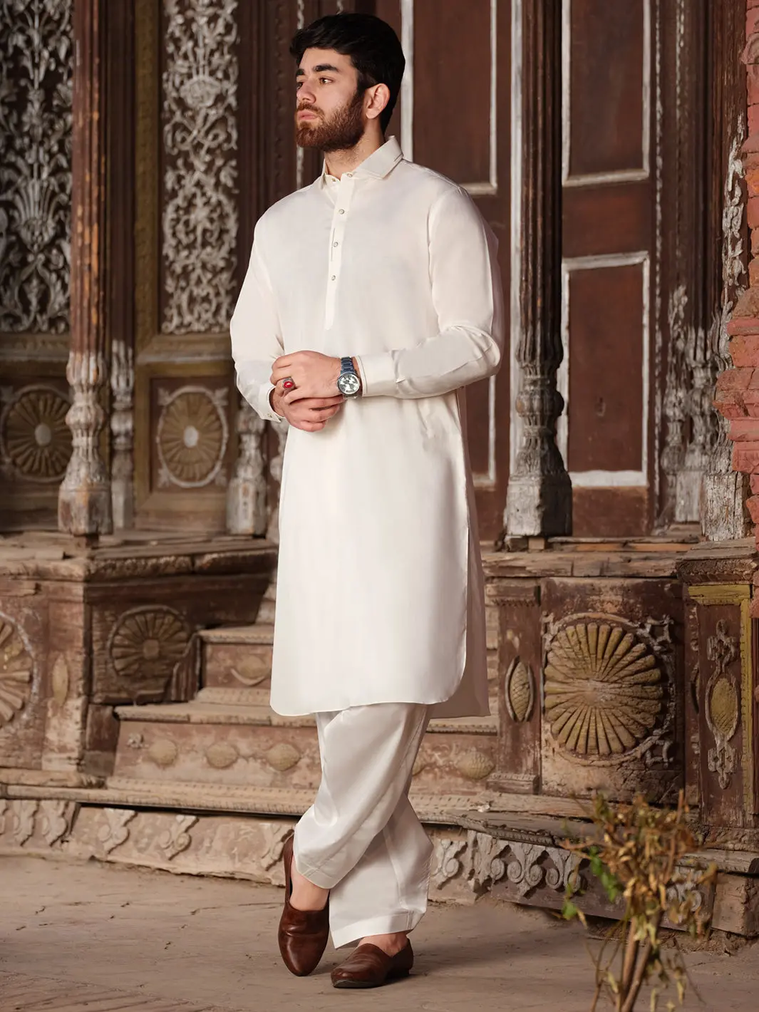 White Blended Kameez Shalwar - Alwa-Ks-191 1