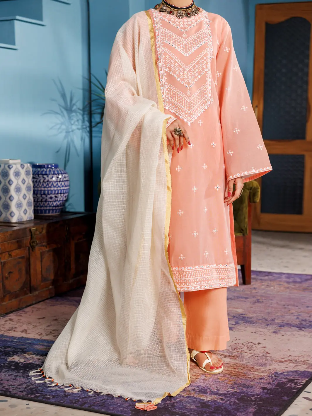Light Pink Poly Cotton 3Pc Stitched - Alp-3Ps-1927 1