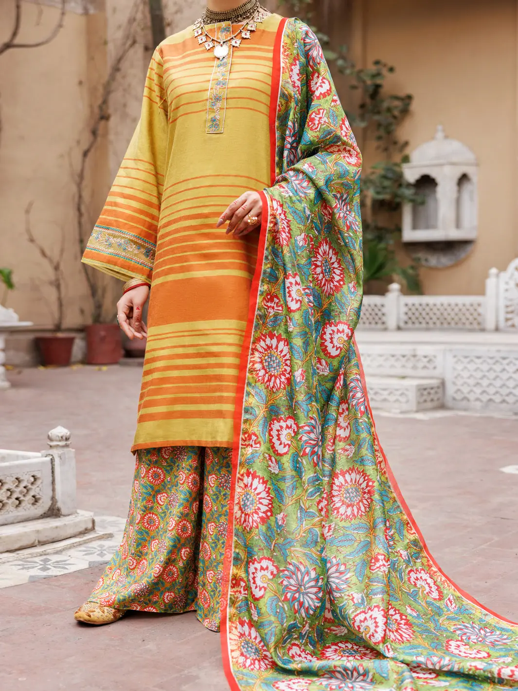 Mehndi Green Yarn Dyed 3Pc Stitched - Alp-3Ps-1930 1