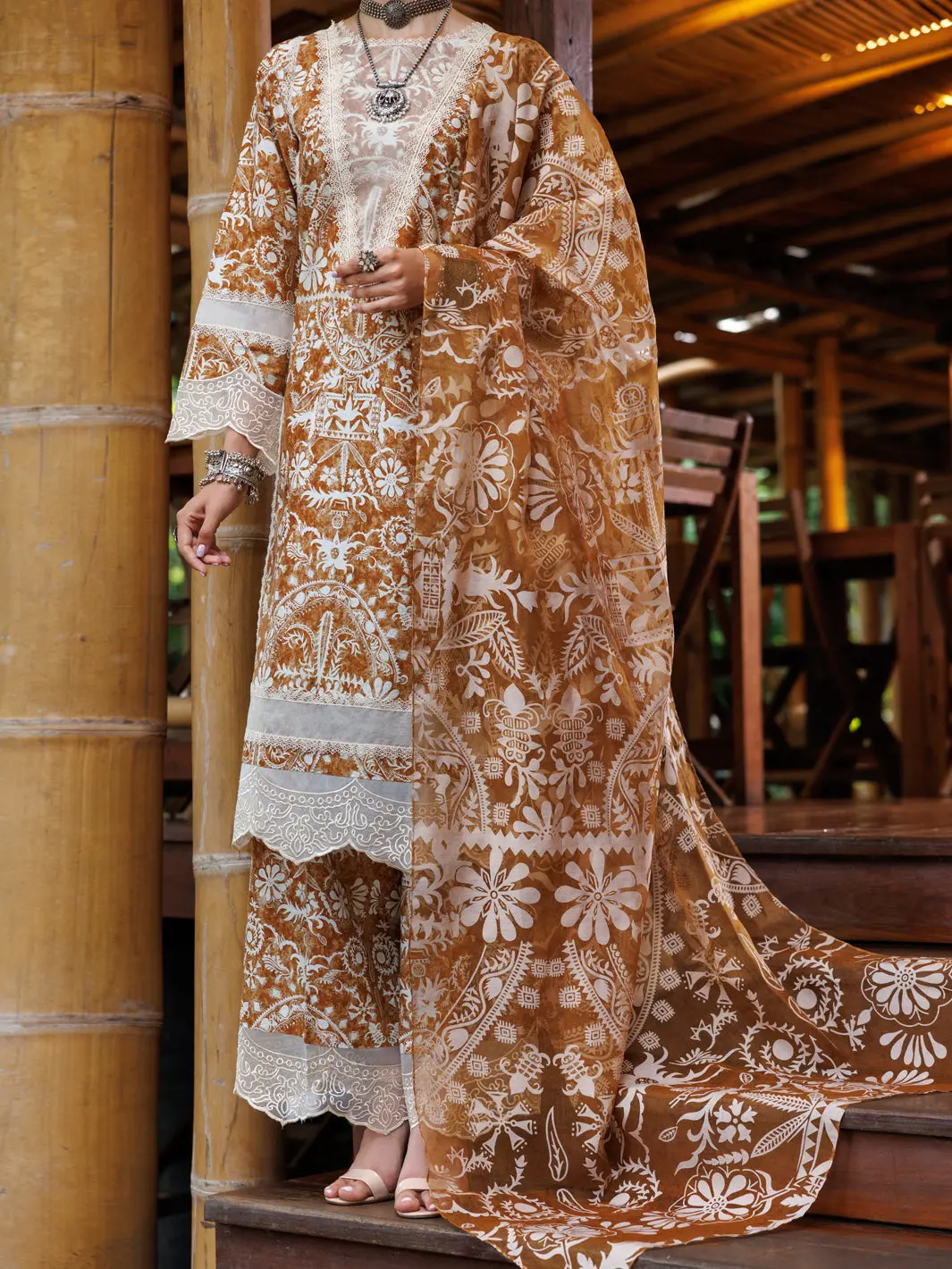 Light Brown Lawn 3Pc Stitched - Alp-3Ps-1988 1