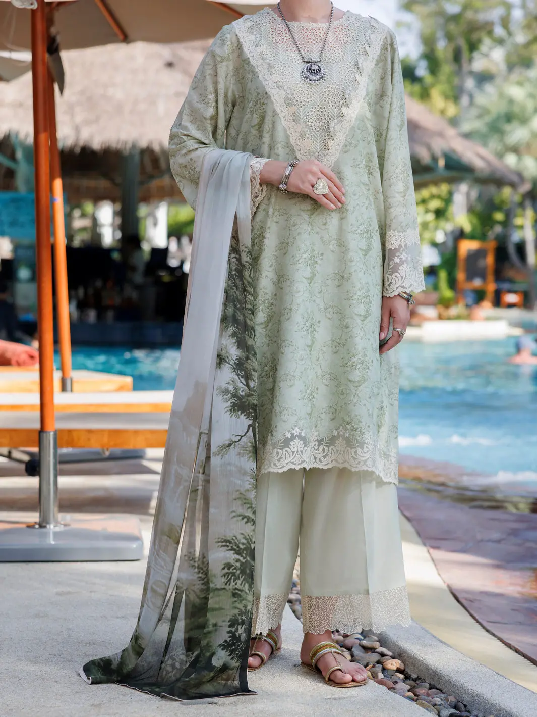 Pistachio Green Lawn 3Pc Stitched - Alp-3Ps-1994 1