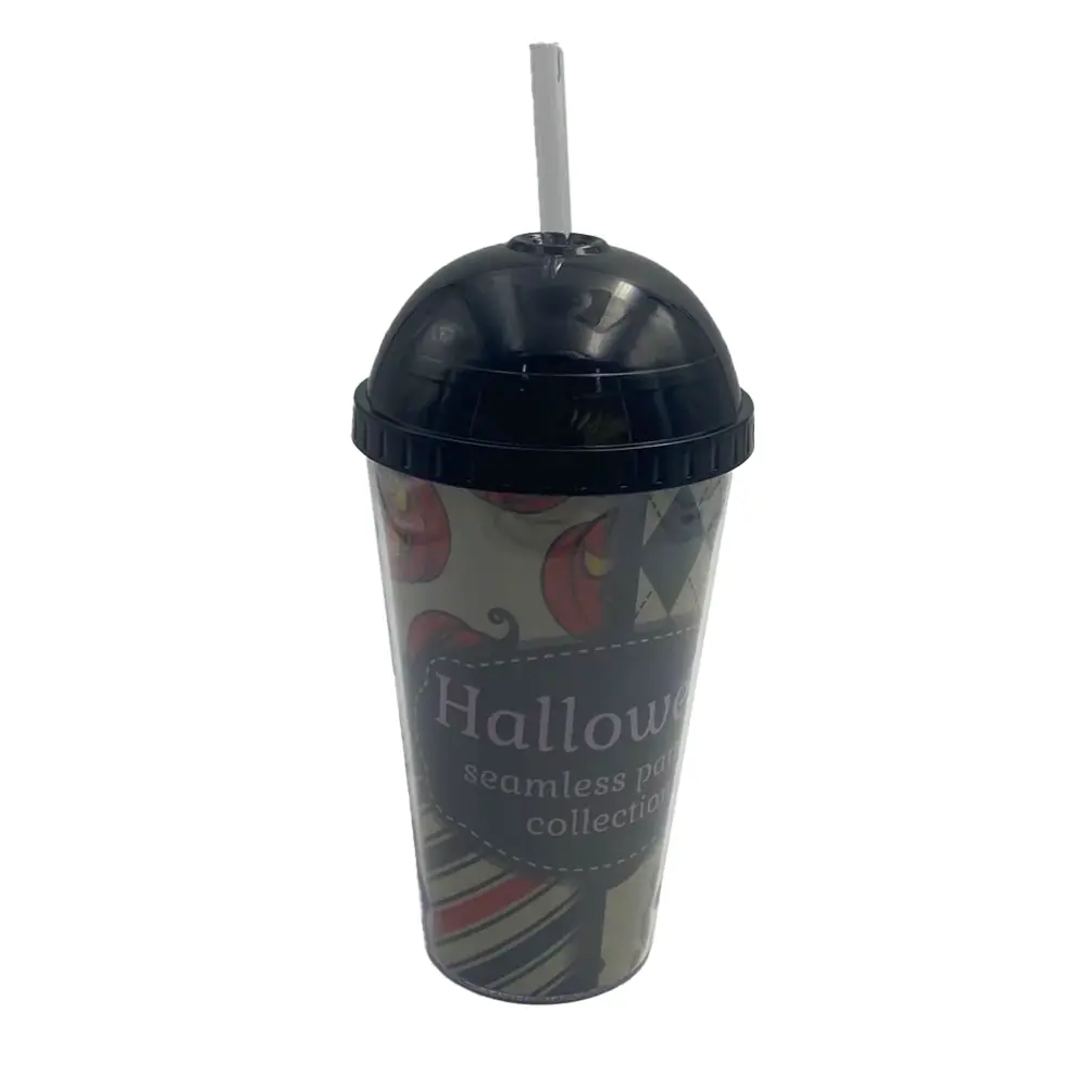 Plastic Cup With Straw (Round Lid)(B) 1