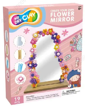 Light Clay Decoration Mirror Colorful Flower 1