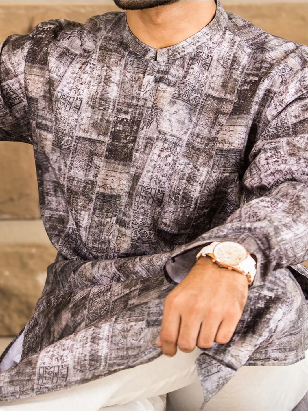 Dull Grey Linen Kurta - Al-K-440 1