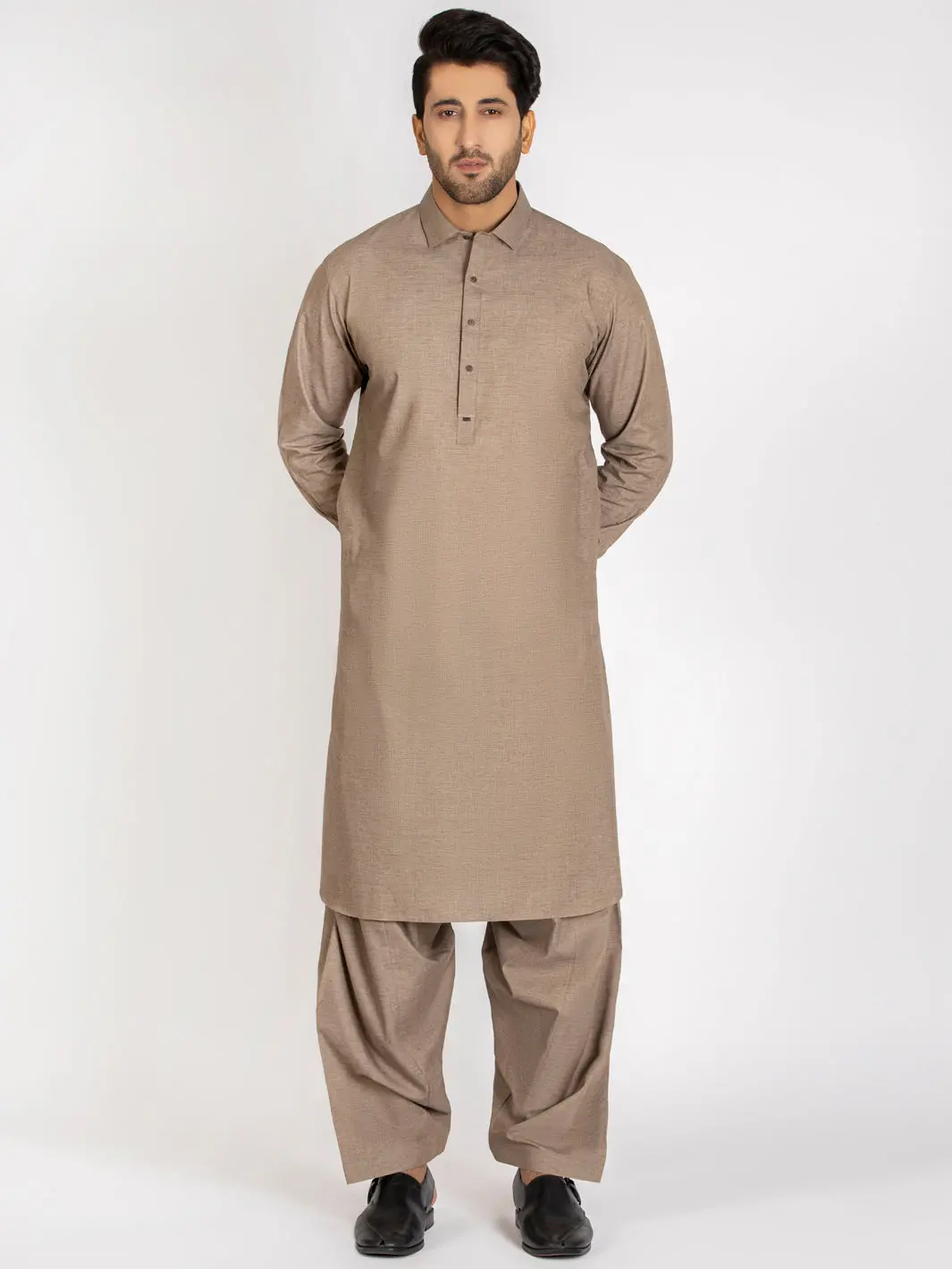 Light Brown Kameez Shalwar - Alwa-Ks-262 1