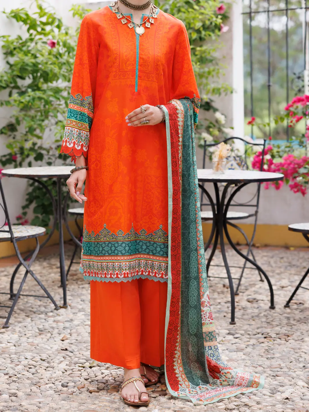 Orange Lawn 3Pc Stitched - Alp-3Ps-2003 1