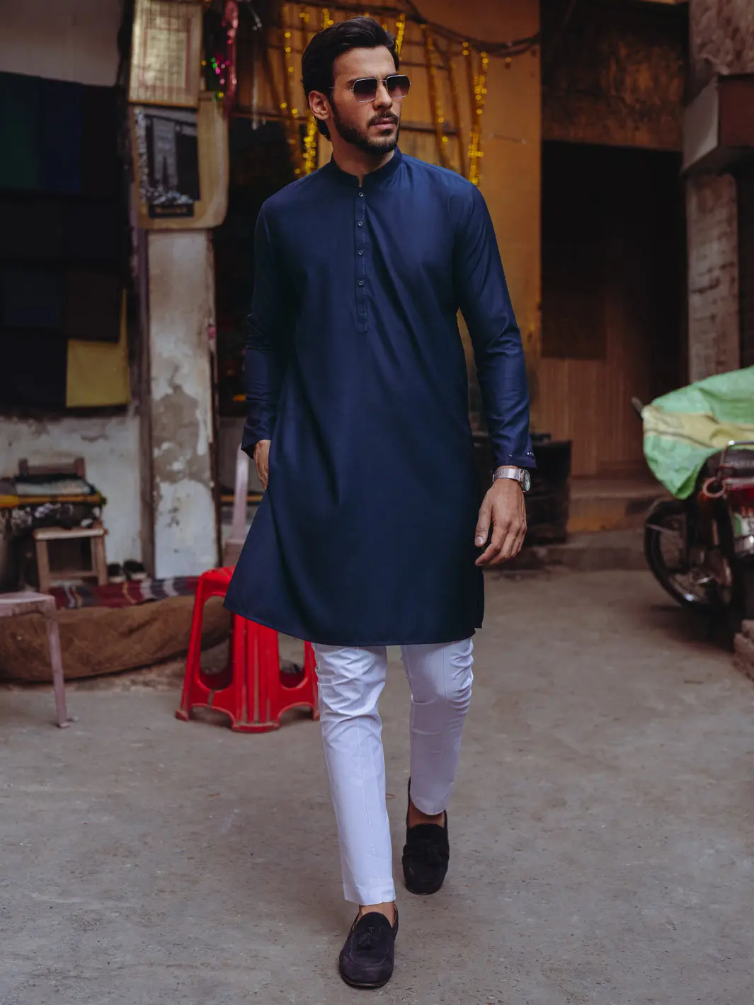 Midnight Blue Blended Kurta - Alet-K-2003 1