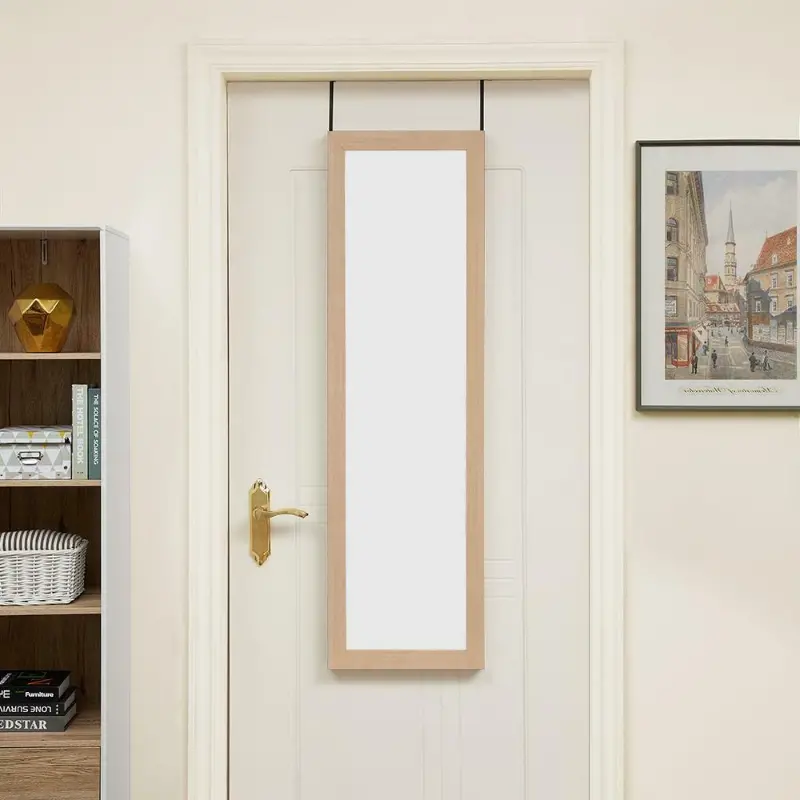 Natural Over Door Mounted Hanging Mirror 42" X 14" 1