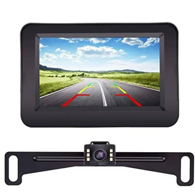 Car Rear View License Plate Backup Camera Kit With Monitor 1