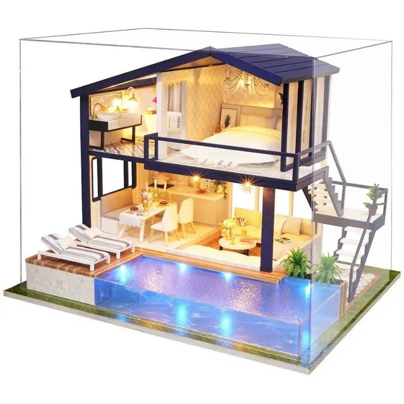 Modern Miniature Lighted Diy Dollhouse Kit 1