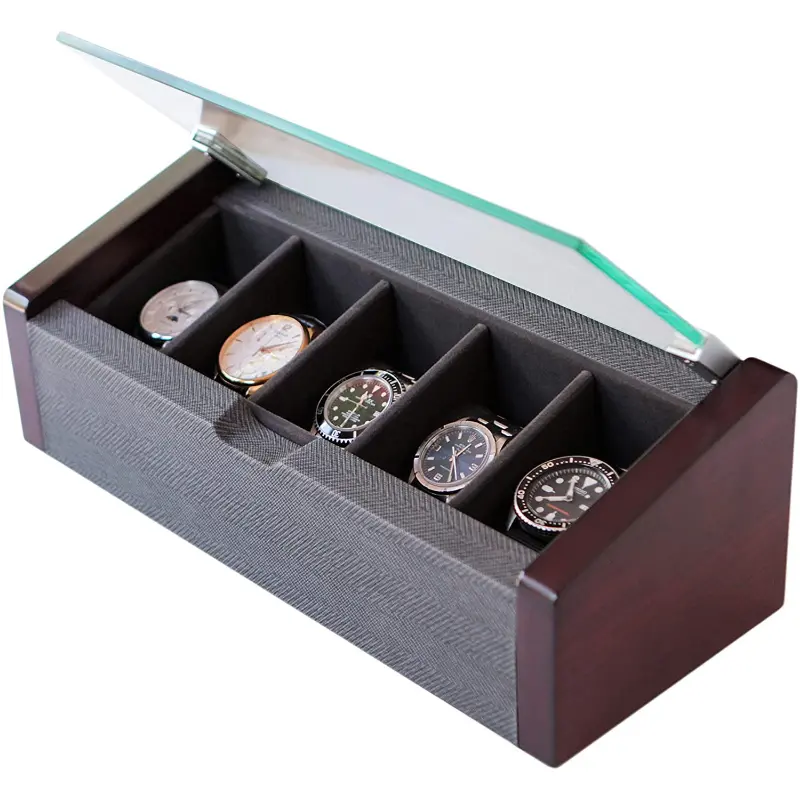 Premium Modern Luxury Watch Holder Display Box With Glass Top 1