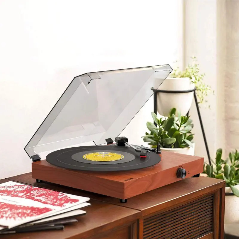 Portable Wooden Retro Bluetooth Vinyl Record Player 1