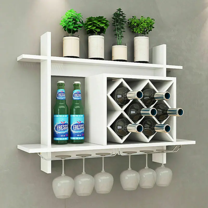 Premium Wooden Wall Mounted Wine Glass Holder Shelf Rack 1