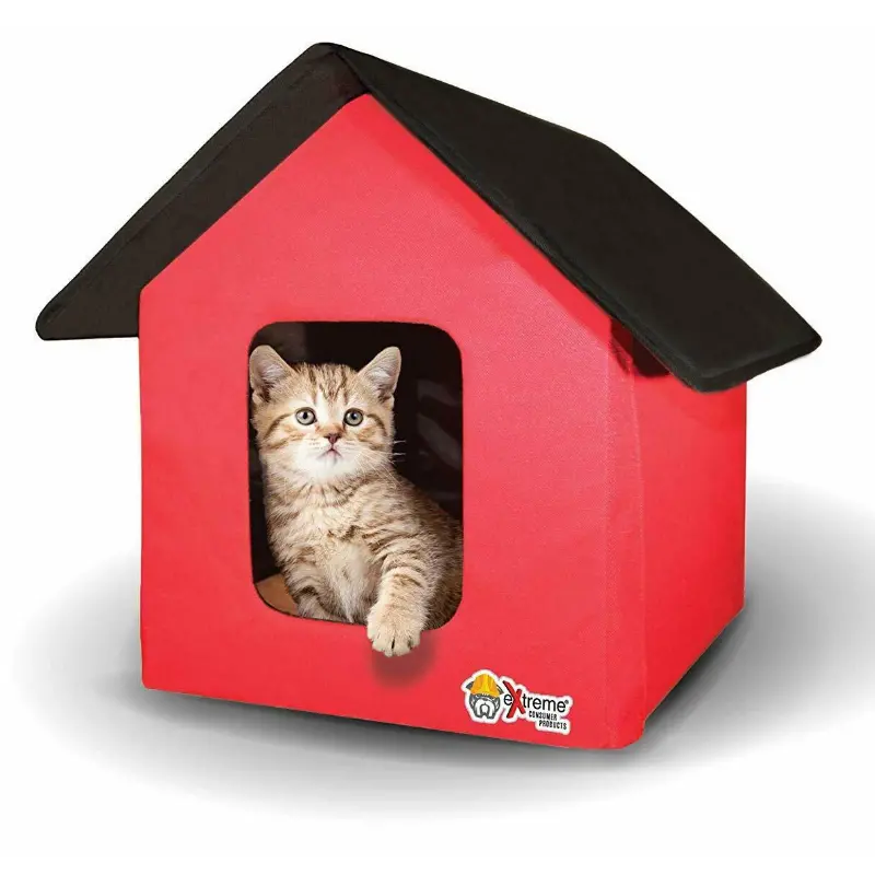 Large Indoor / Outdoor Heated Red Cat House 1