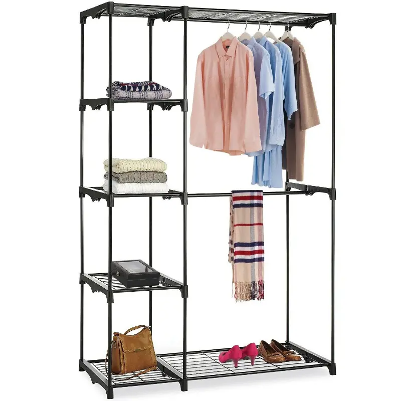 Large Freestanding Metal Clothing Closet Organizer Shelf 68In 1