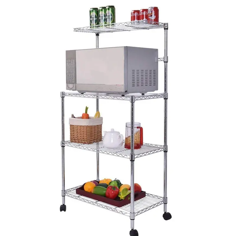 Spacious White Kitchen Bakers Shelf Rack With Storage 1