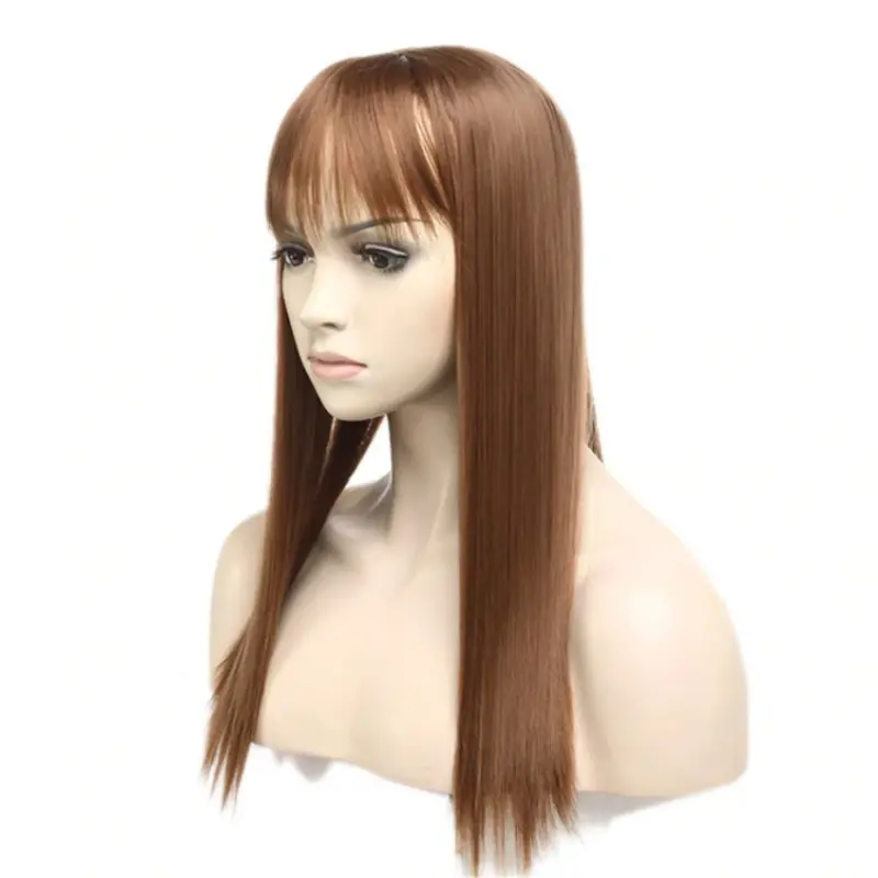 Women's Natural Synthetic Clip On Hair Topper With Bangs 6