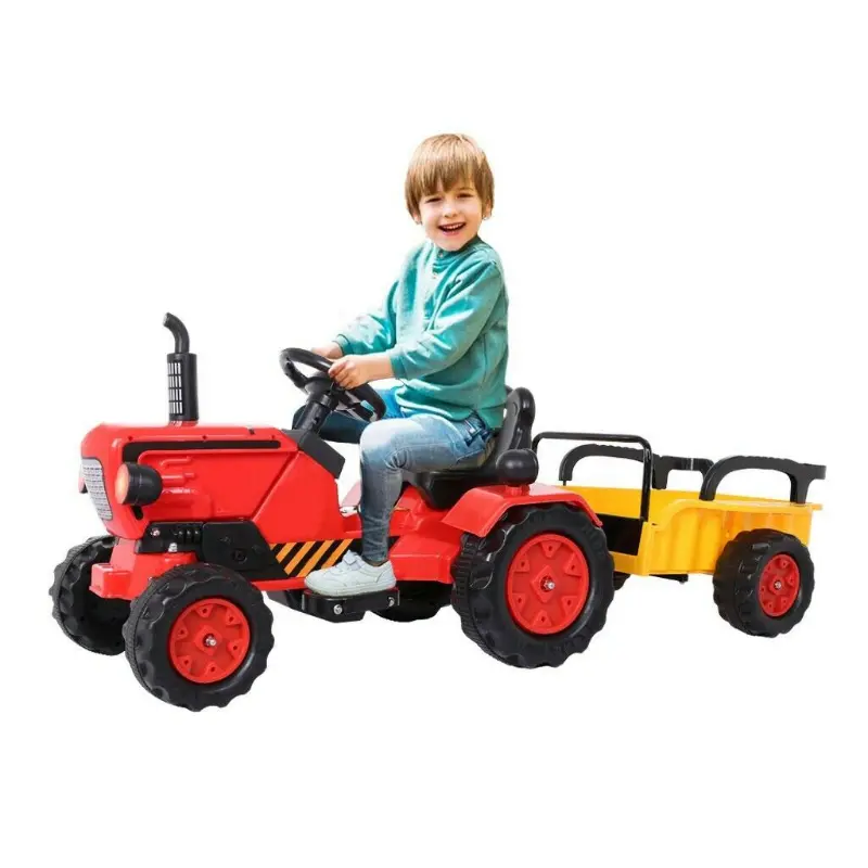 Kids Electric Ride On Tractor Toy With Trailer 1