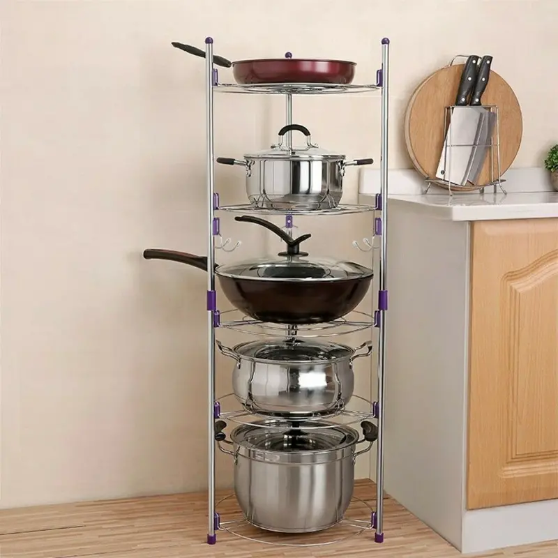 Large 5 Tier Pots And Pans Storage Organizer Rack 1