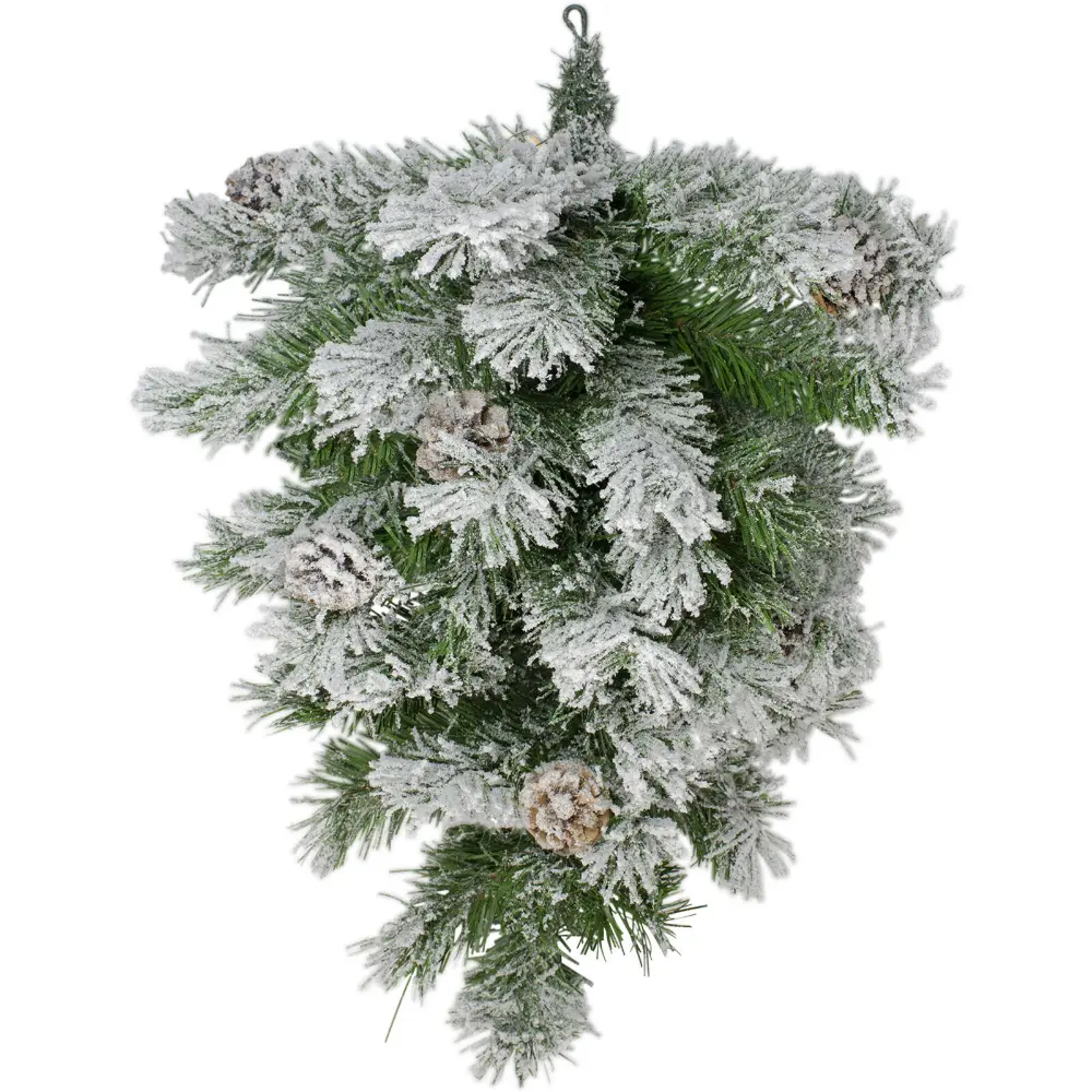 Snowy Flocked Christmas Doorway Teardrop Swag 1