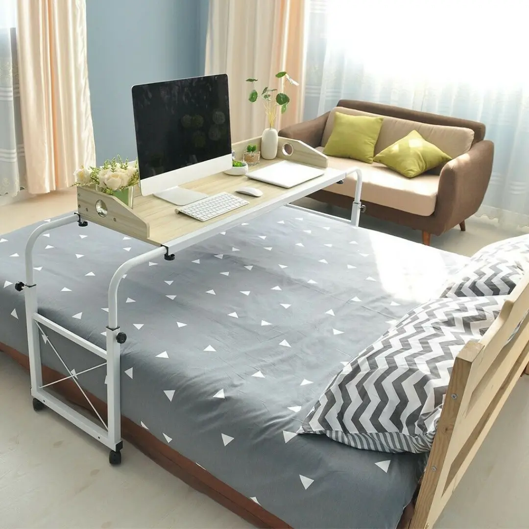 Large Spacious Adjustable Over Bed Table With Wheels 1