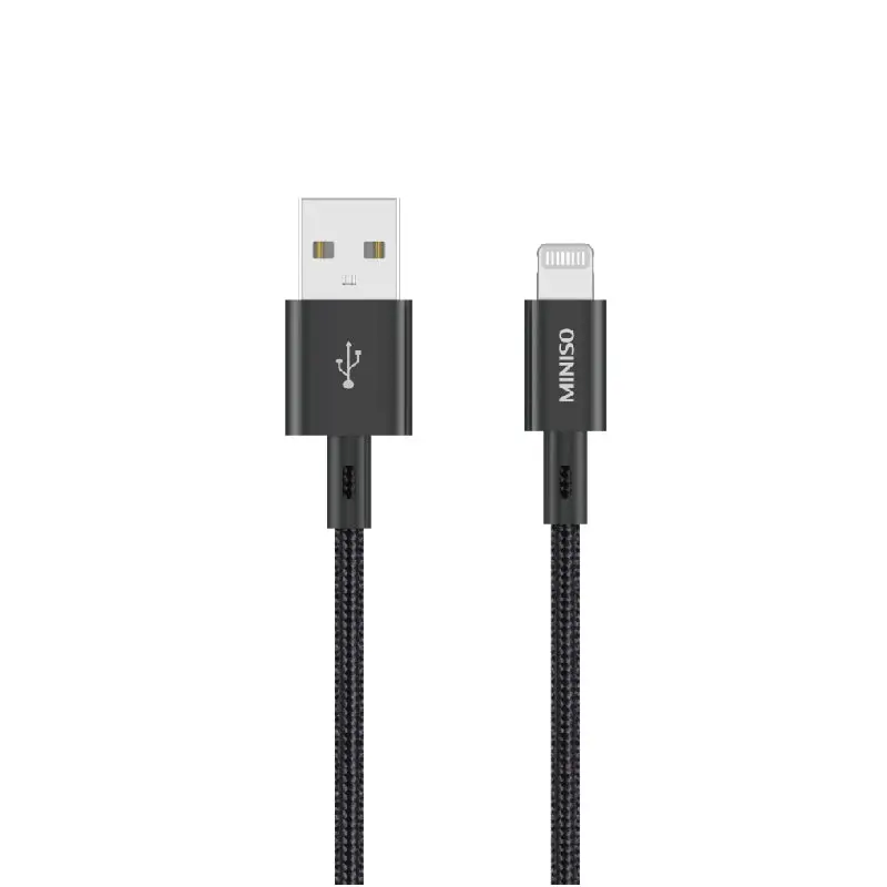 1M Braided Fast Charge Charge & Sync Cable With Lightning Connector (Black) 1