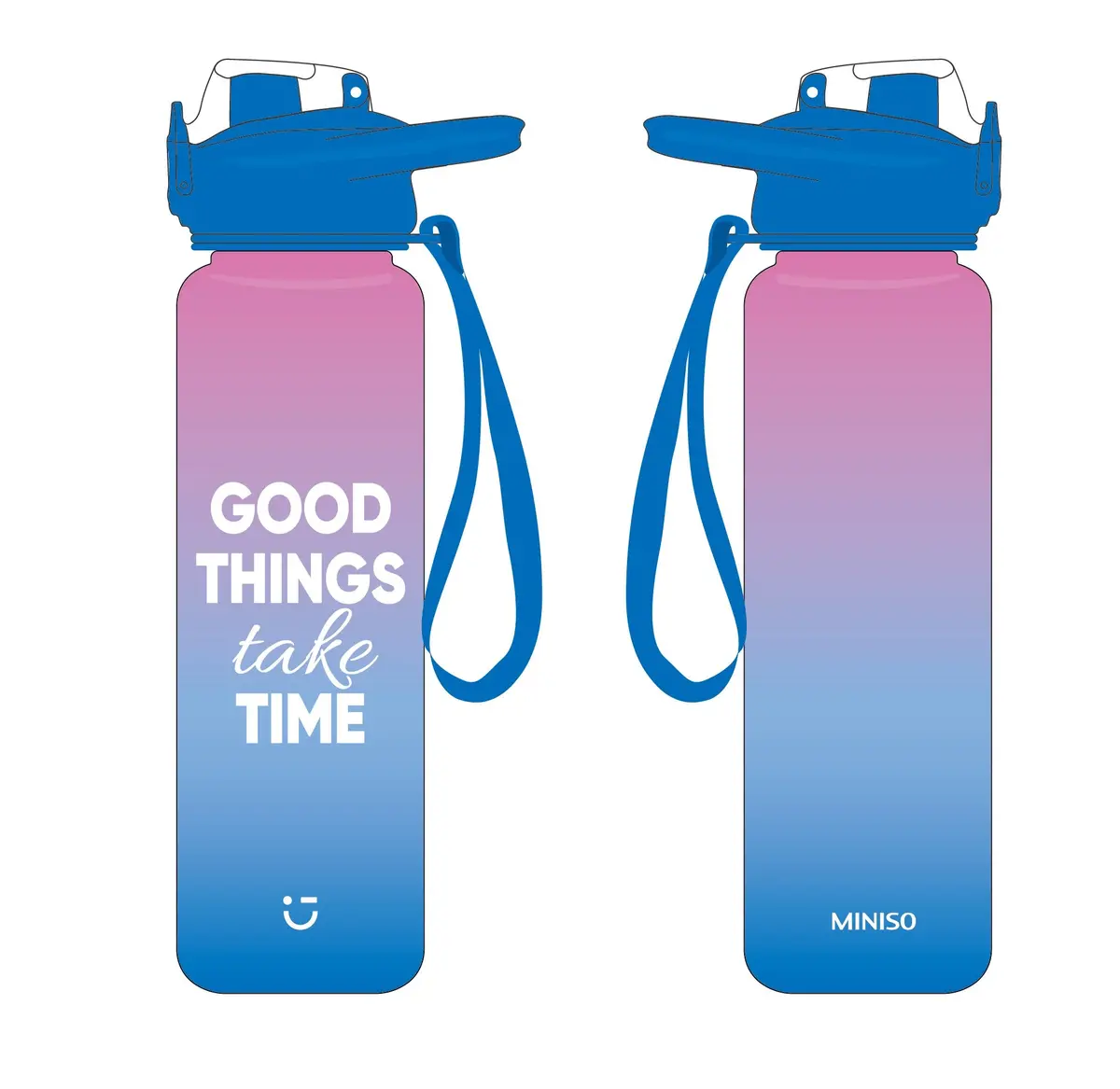 Gradient Plastic Bottle With One-Touch  Flip Top Lid (1000Ml, Pink & Blue) 1