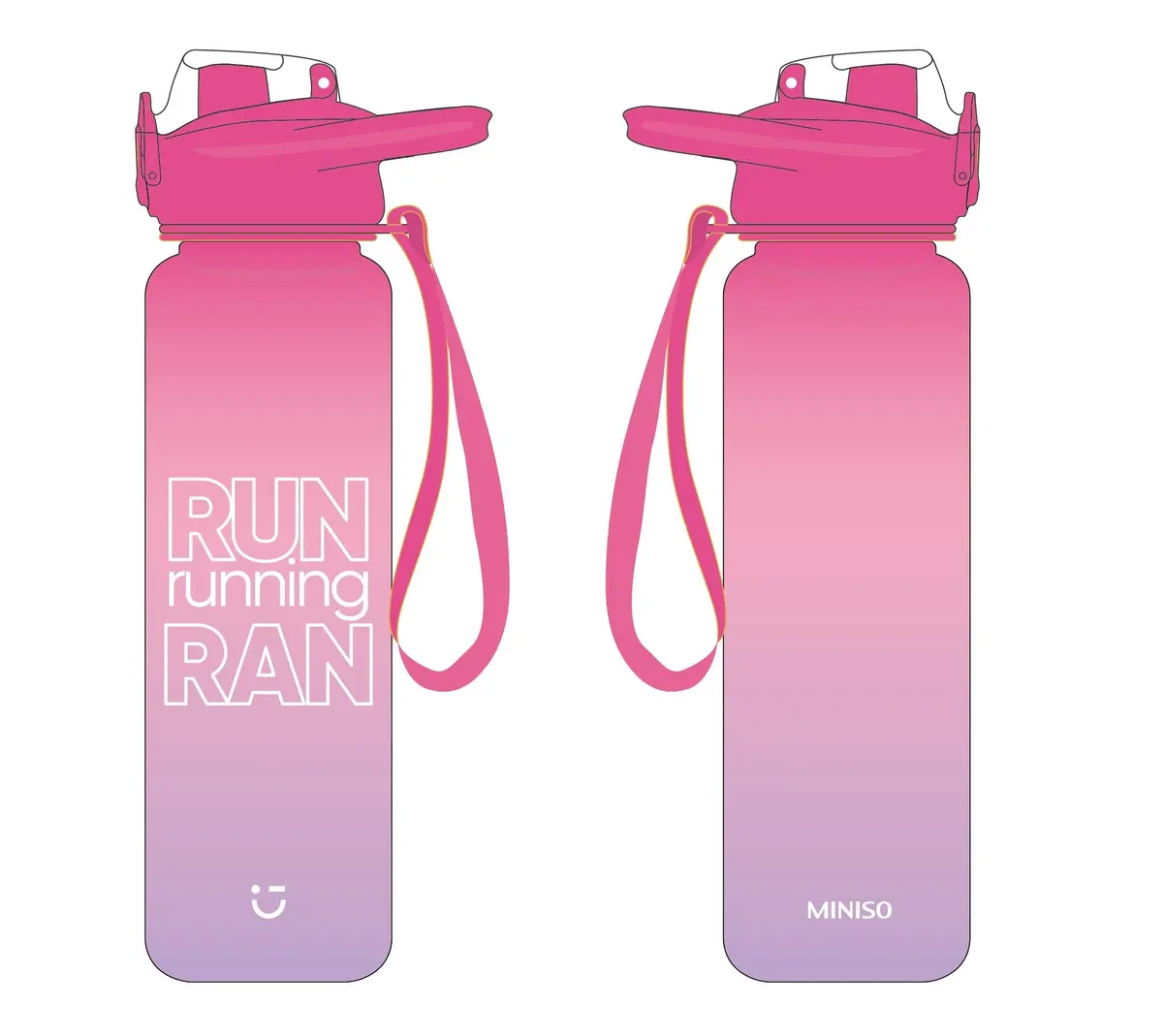 Gradient Plastic Bottle With One-Touch  Flip Top Lid (1000Ml, Pink & Purple) 1