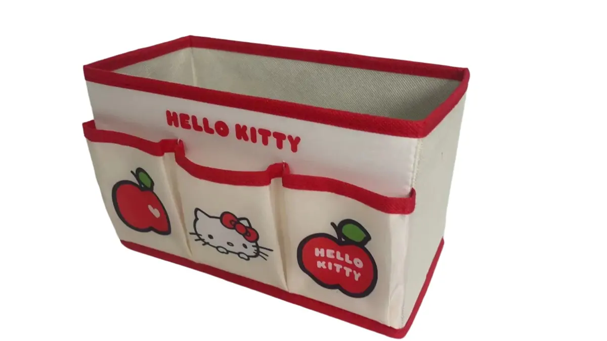 Hello Kitty Apple Collection Fabric Storage Box With 3 Pockets 1