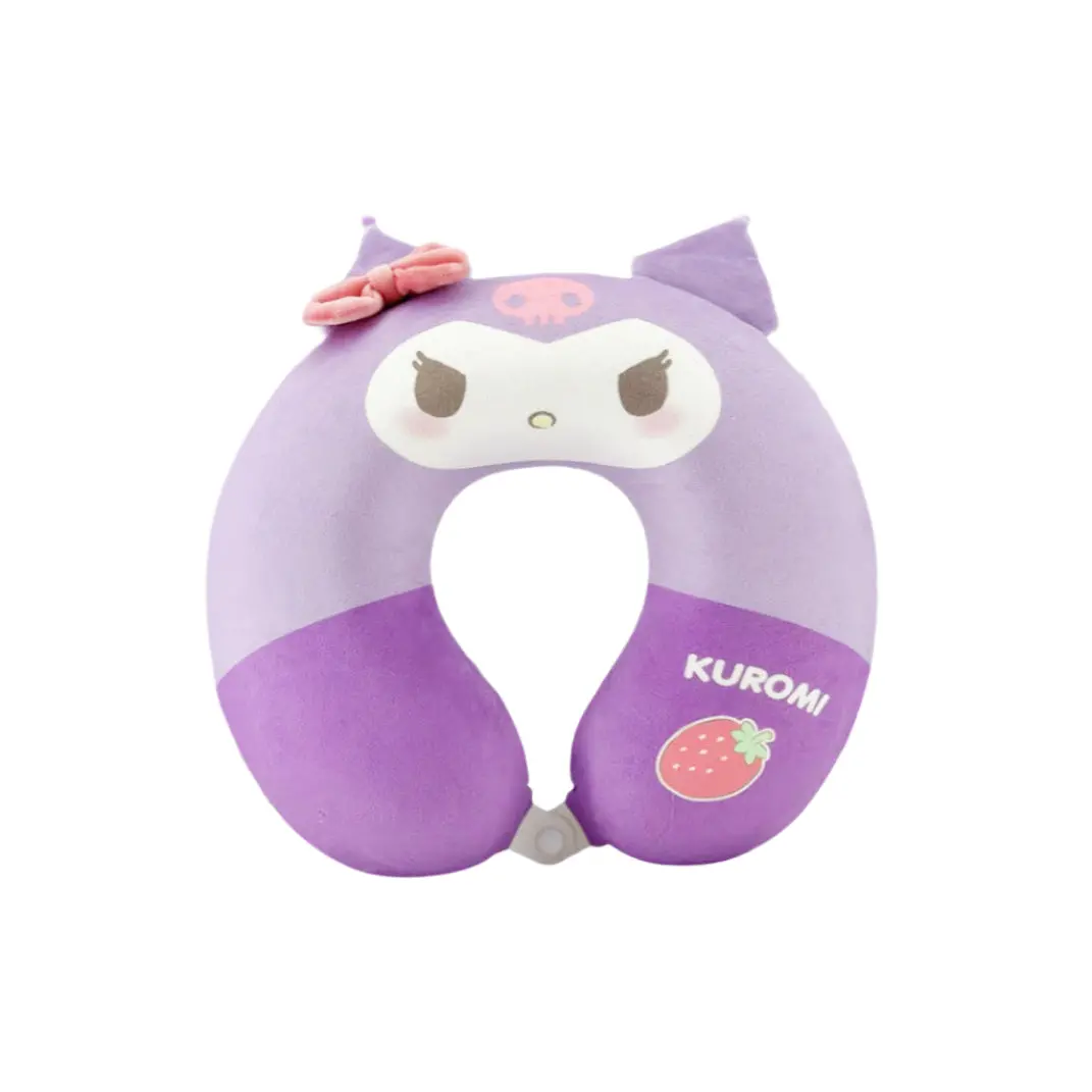 Sanrio Characters Strawberry Collection Memory Foam U-Shaped Neck Pillow (Kuromi) 1