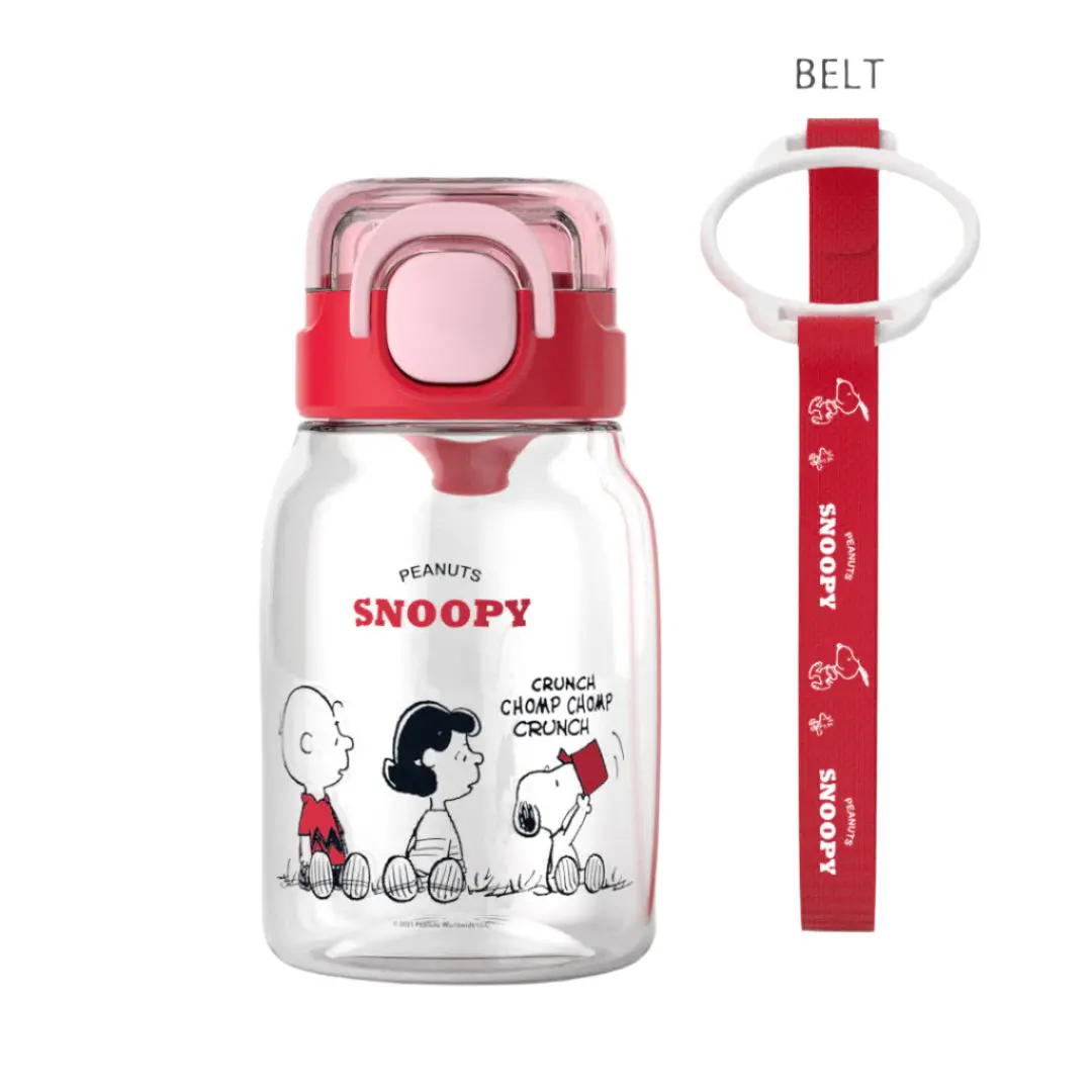 Snoopy Collection Kids Tritan Bottle With Shoulder Strap (600Ml)(Red) 1