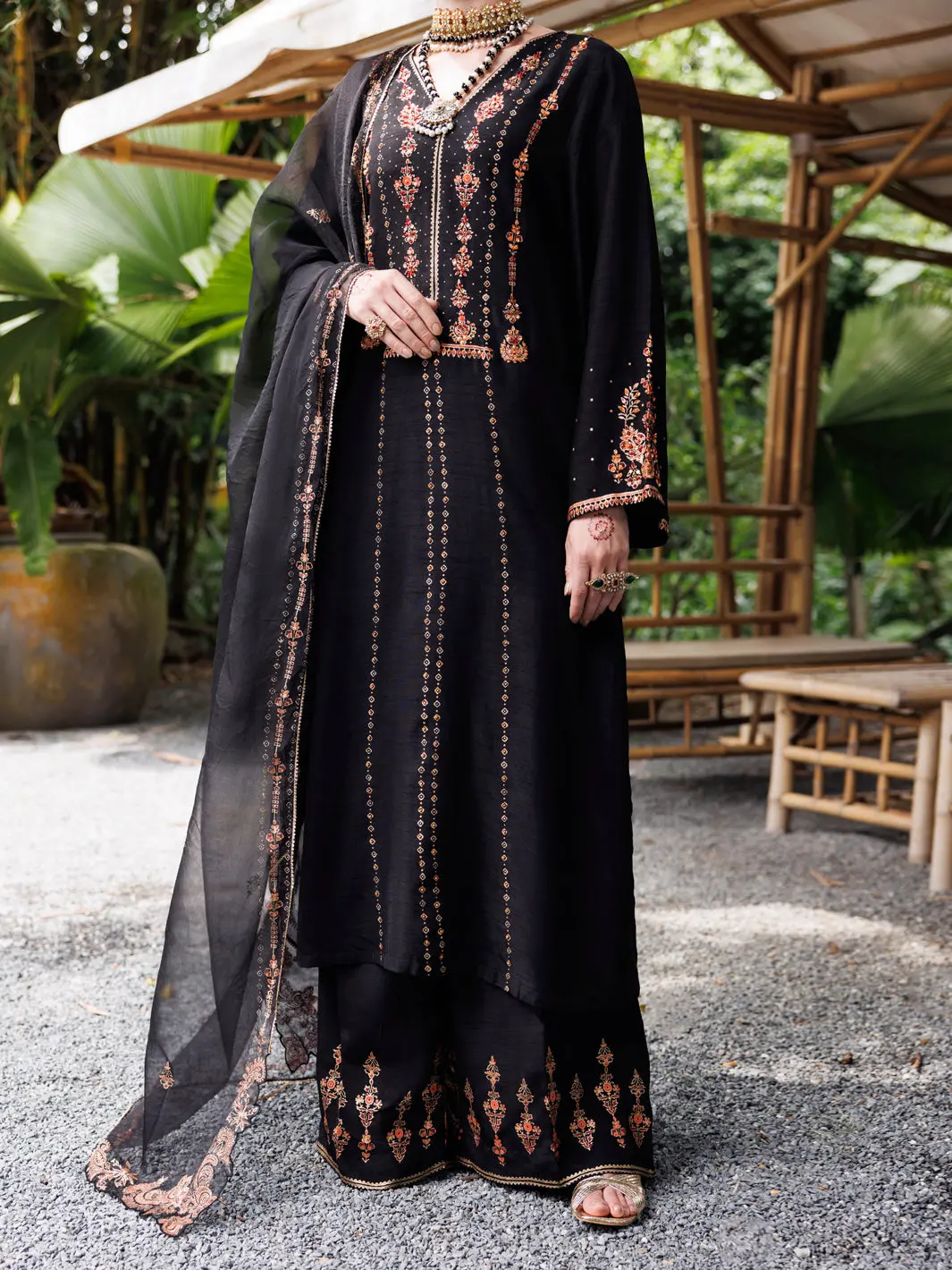 Black Sheesha Silk 3Pc Stitched - Alp-3Ps-2031 1