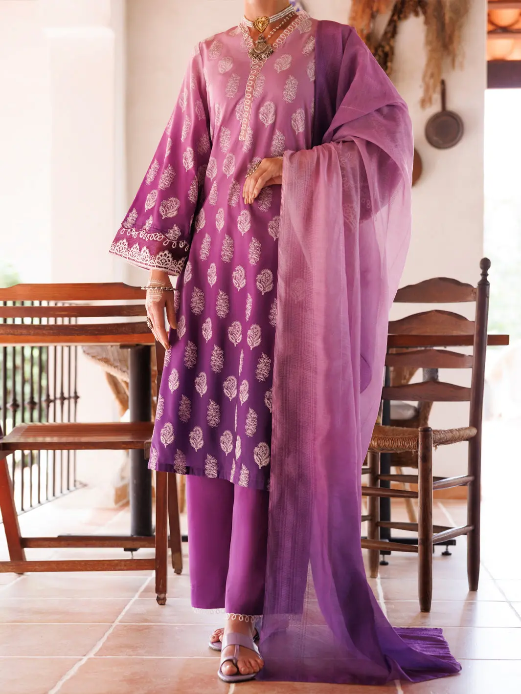 Purple Cambric 3Pc Stitched - Alp-3Ps-2035 1