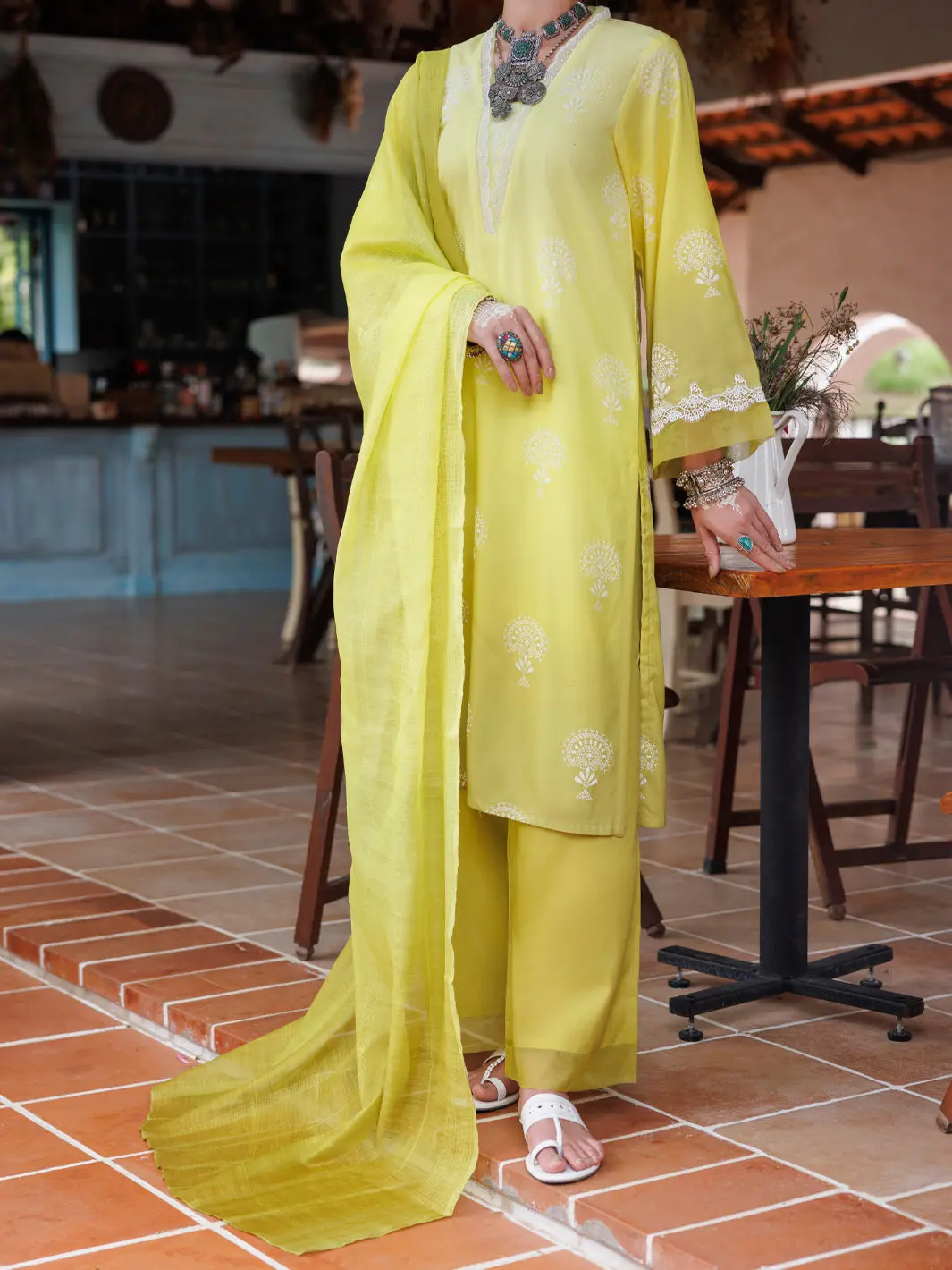 Lemon Cambric 3Pc Stitched - Alp-3Ps-2036 1