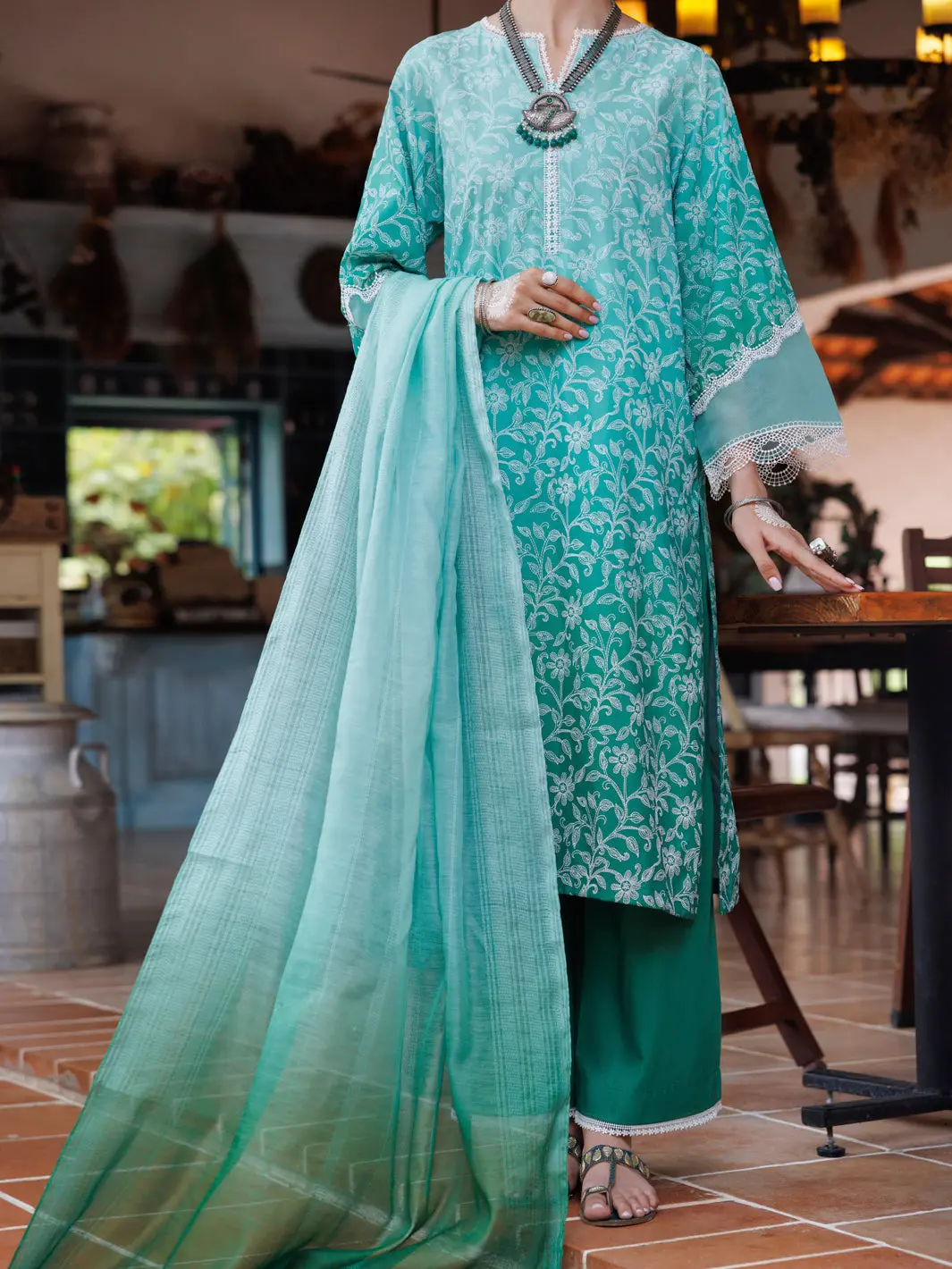 Green Cambric 3Pc Stitched - Alp-3Ps-2037 1