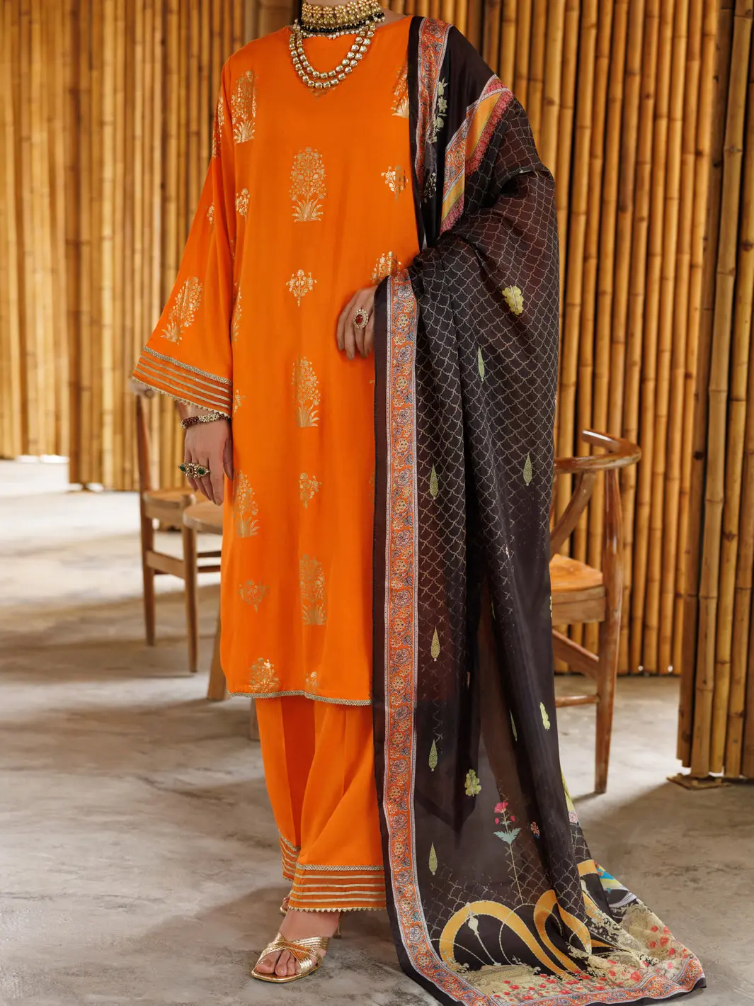 Orange Viscose 3Pc Stitched - Alp-3Ps-2041 1