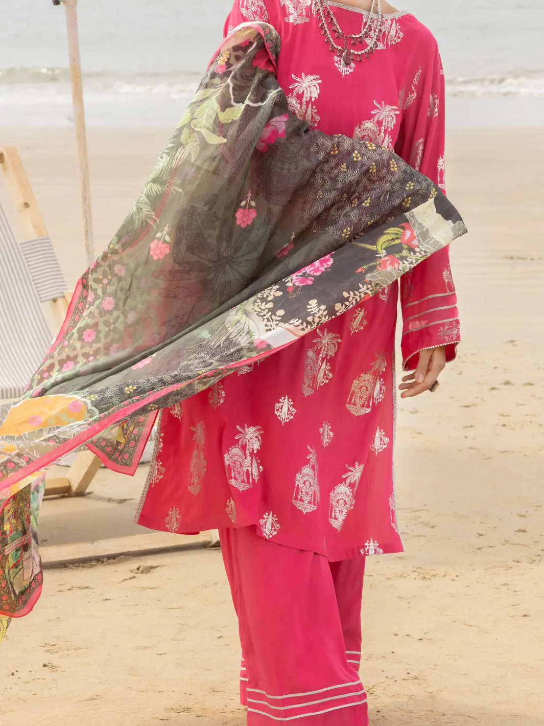 Pink Viscose 3Pc Unstitched - Alp-3Ps-2044 1