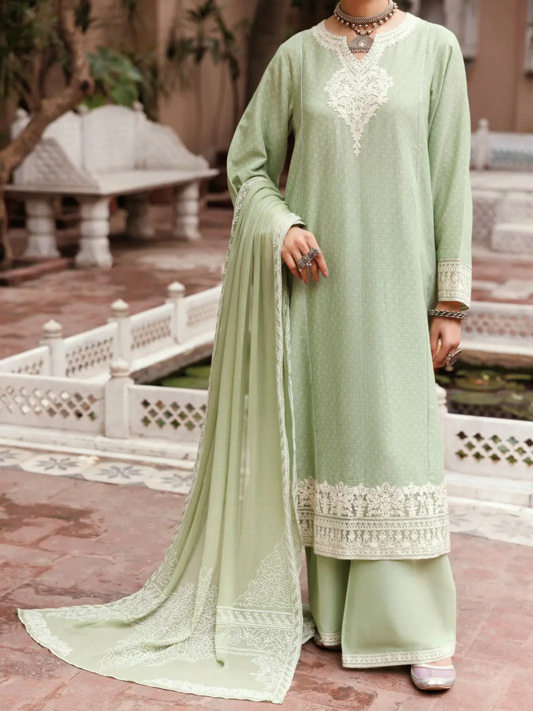 Light Green Cotton Dobby 3Pc Stitched - Alp-3Ps-2049 1