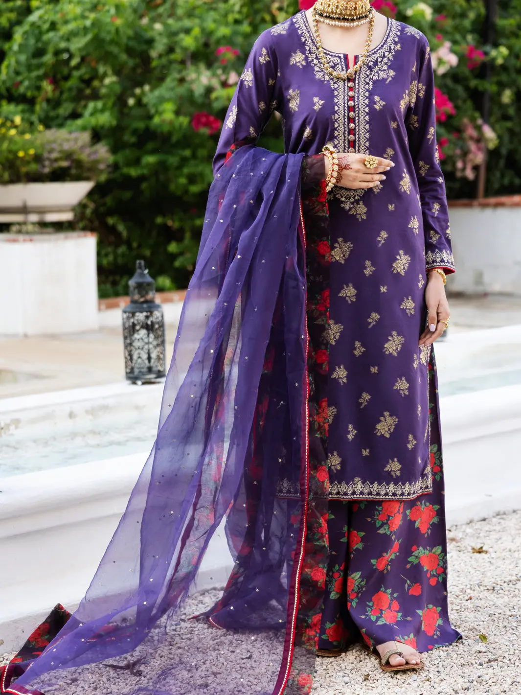 Purple Viscose Jacquard 3Pc Stitched - Alp-3Ps-2054 1