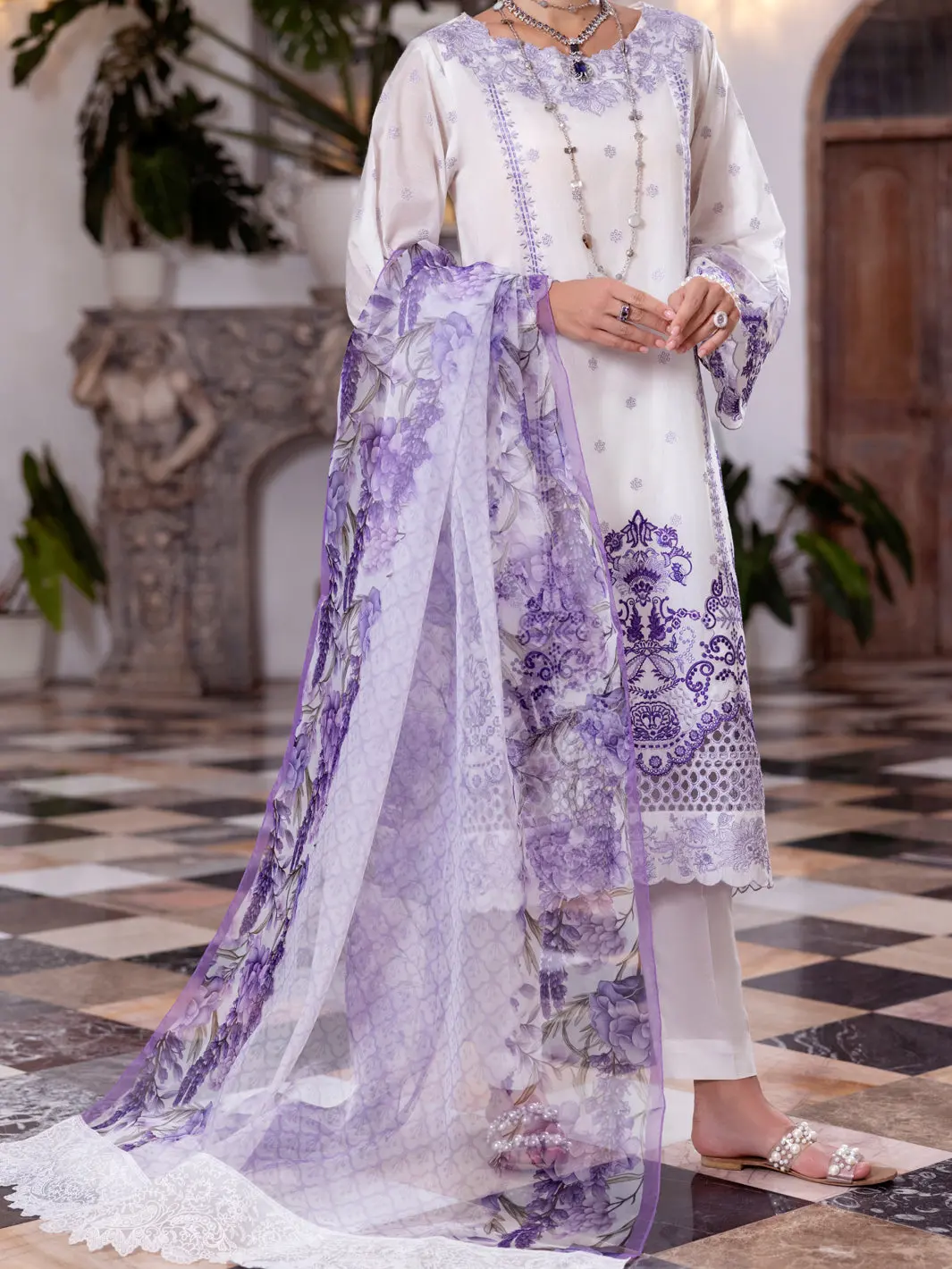 White Paper Cotton 3Pc Stitched - Alp-3Ps-2056 1