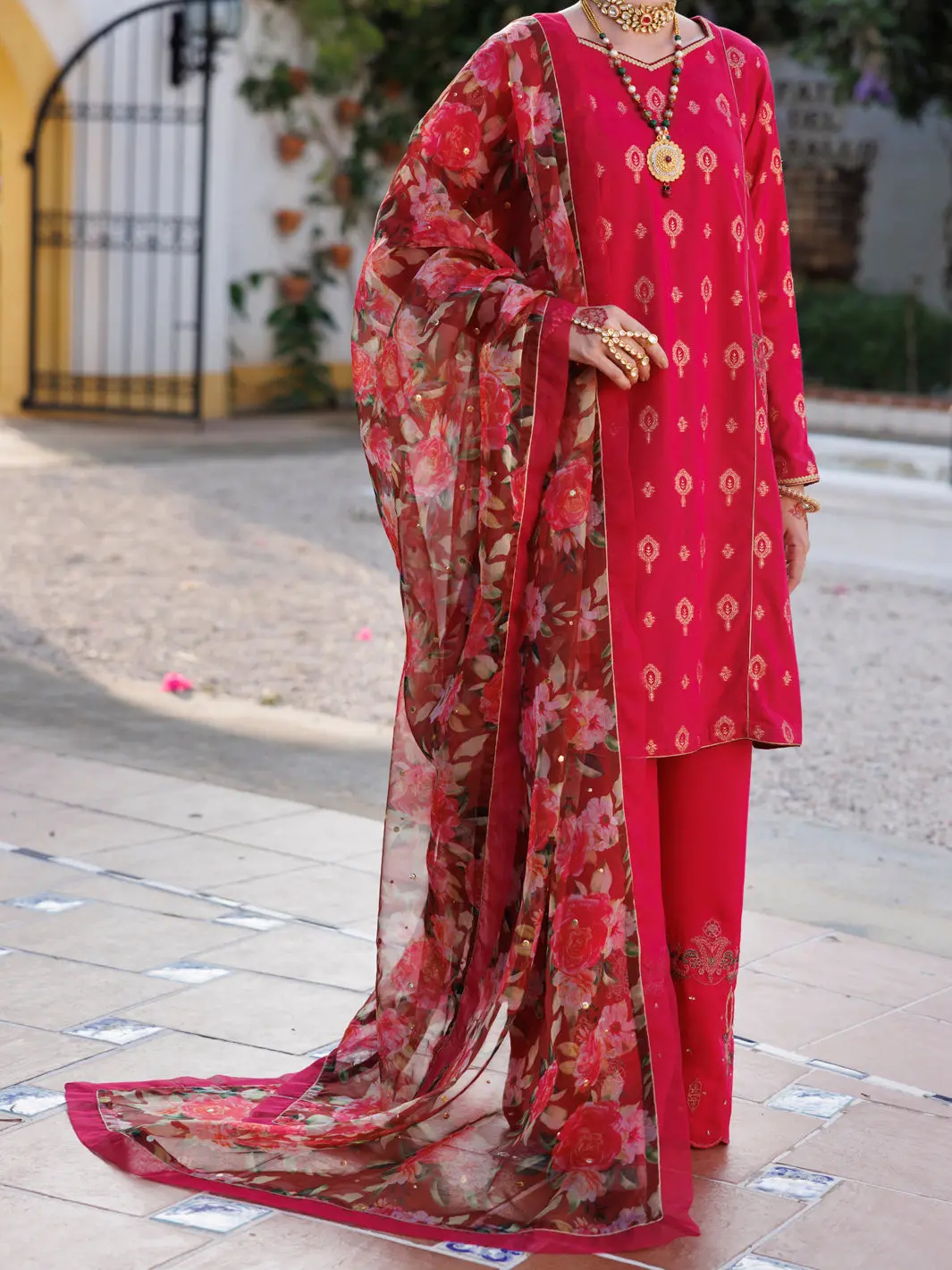 Pink Viscose Jacquard 3Pc Stitched - Alp-3Ps-2065 1