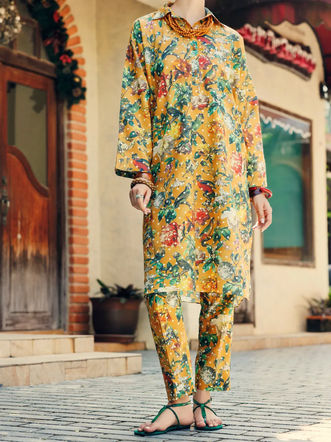 Mustard Lawn Co-Ord Set - Alp-2Ps-Slks-2076 1