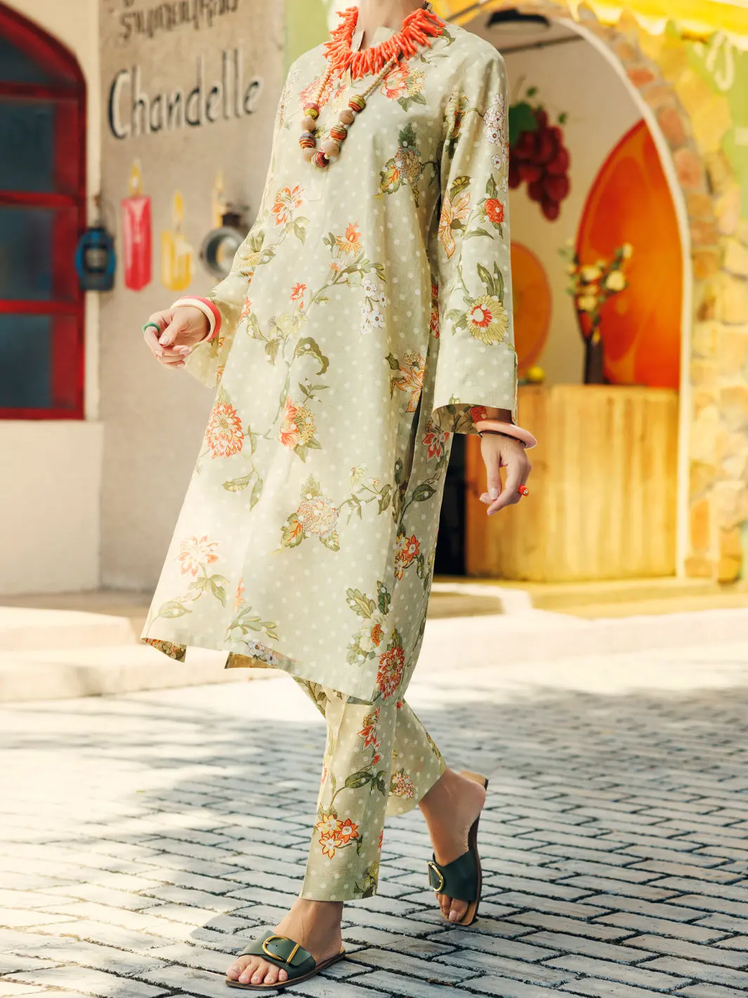 Beige Lawn Co-Ord Set - Alp-2Ps-Slks-2070 1