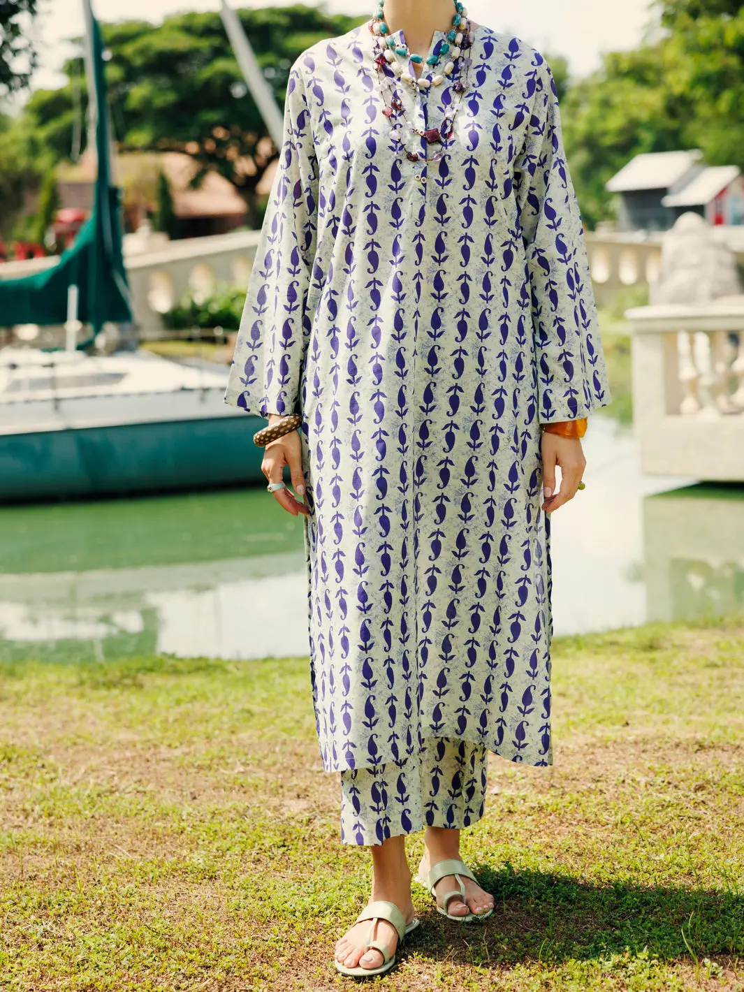 Blue Lawn Co-Ord Set - Alp-2Ps-Slks-2074 1