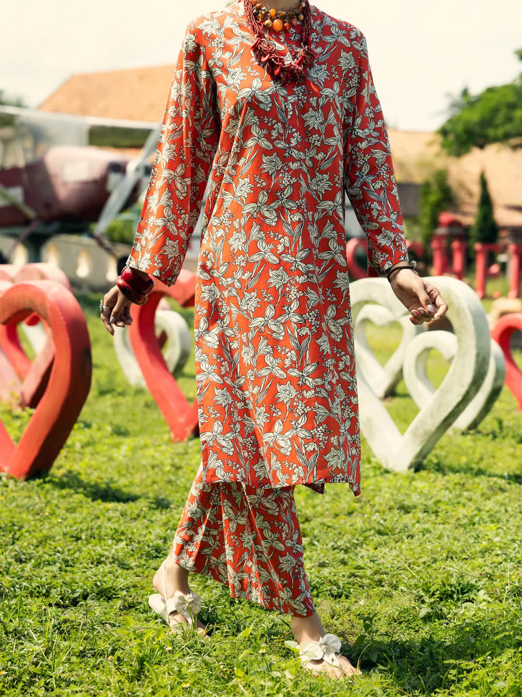Orange Lawn Co-Ord Set - Alp-2Ps-Slks-2080 1