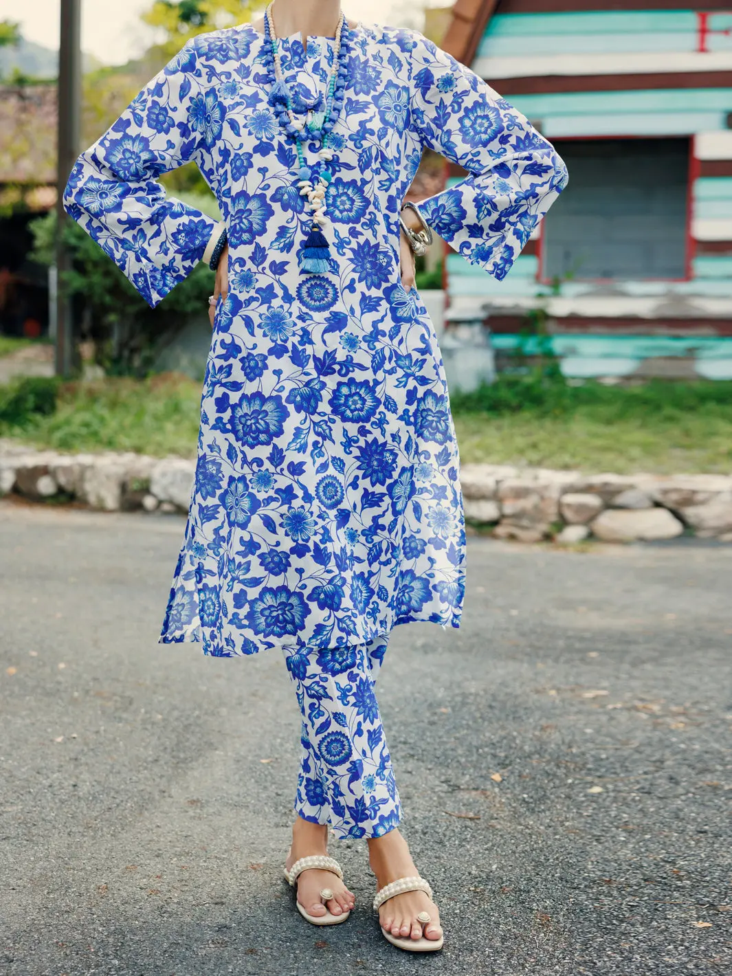 Blue Lawn Co-Ord Set - Alp-2Ps-Slks-2093 1