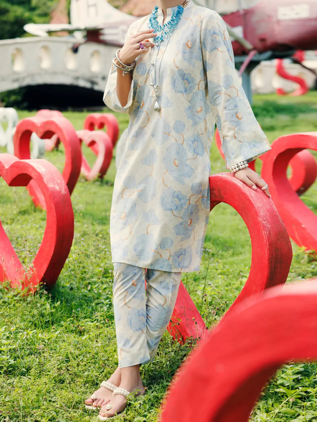 Sky Blue Lawn Co-Ord Set - Alp-2Ps-Slks-2095 1