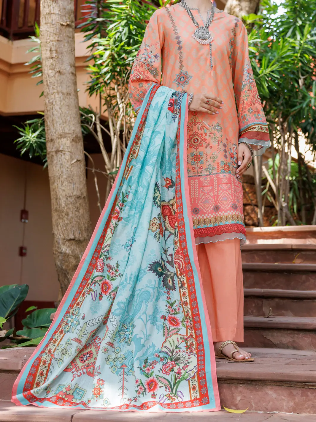 Peach Lawn 3Pc Stitched - Alp-3Ps-2097 1