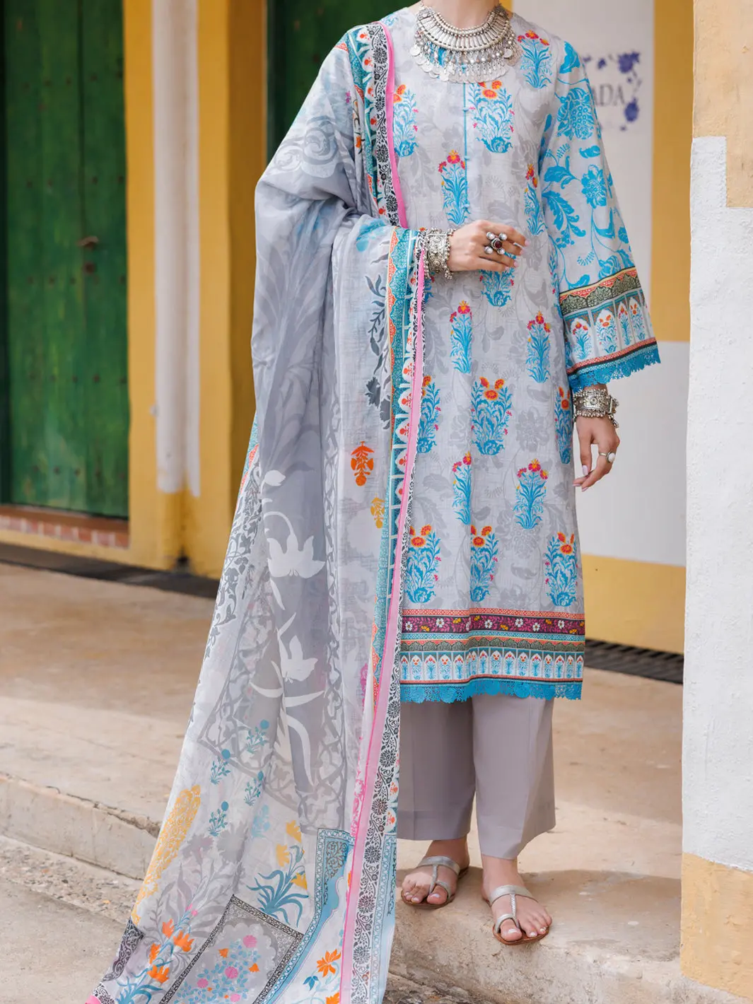 Sky Blue Lawn 2Pc Unstitched - Alp-2Ps-2108 1