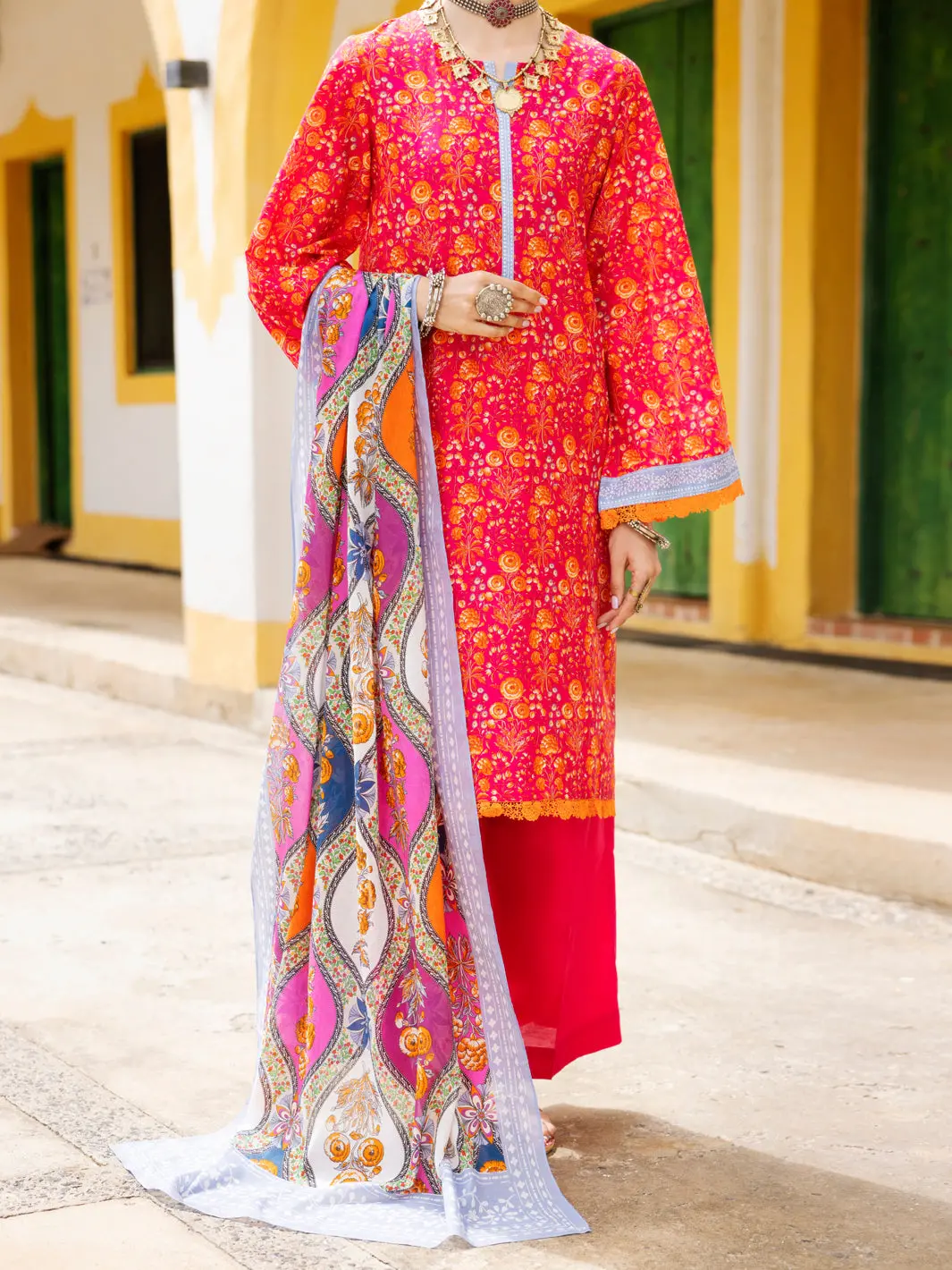 Red Lawn 2Pc Unstitched - Alp-2Ps-2109 1